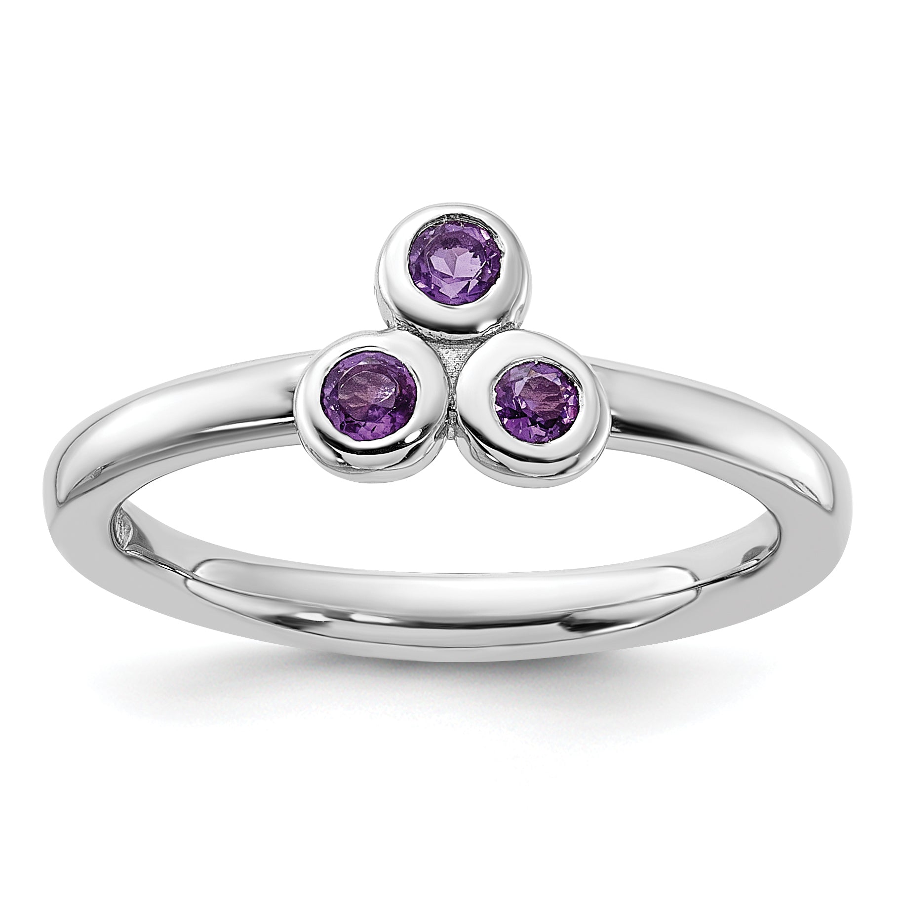 Sterling Silver Rhodium-plated Amethyst Ring Main image