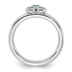 Sterling Silver Rhodium-plated Light Swiss Blue Topaz Ring