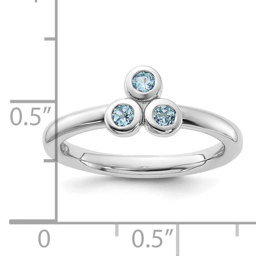 Sterling Silver Rhodium-plated Light Swiss Blue Topaz Ring