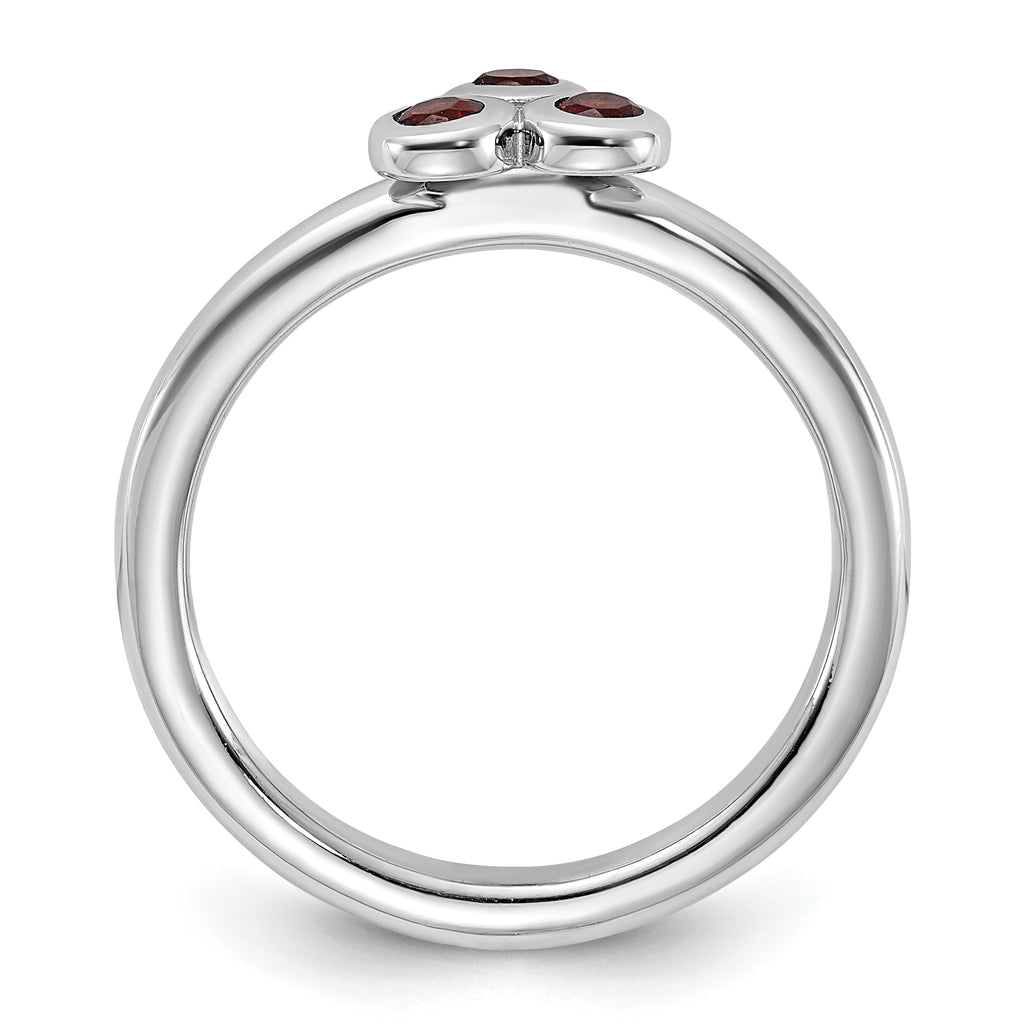 Sterling Silver Rhodium-Plated Garnet Ring