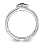Sterling Silver Rhodium-Plated Garnet Ring