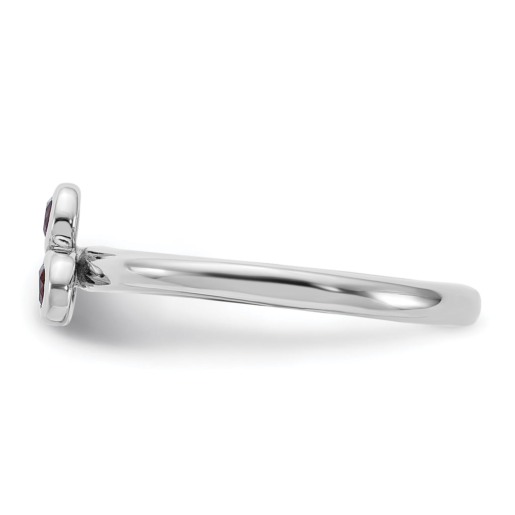 Sterling Silver Rhodium-Plated Garnet Ring