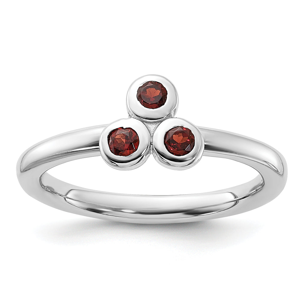Sterling Silver Rhodium-Plated Garnet Ring