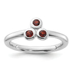 Sterling Silver Rhodium-Plated Garnet Ring