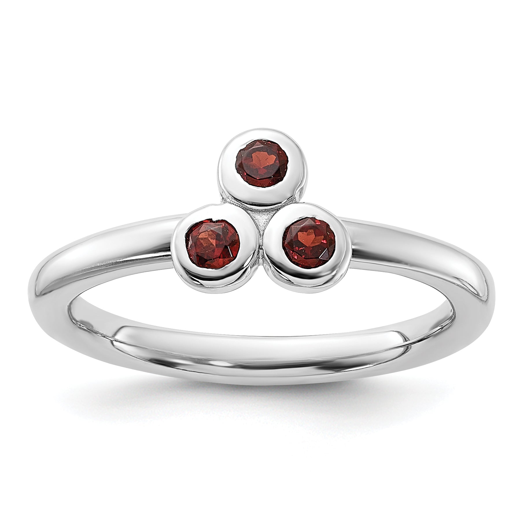 Sterling Silver Rhodium-Plated Garnet Ring