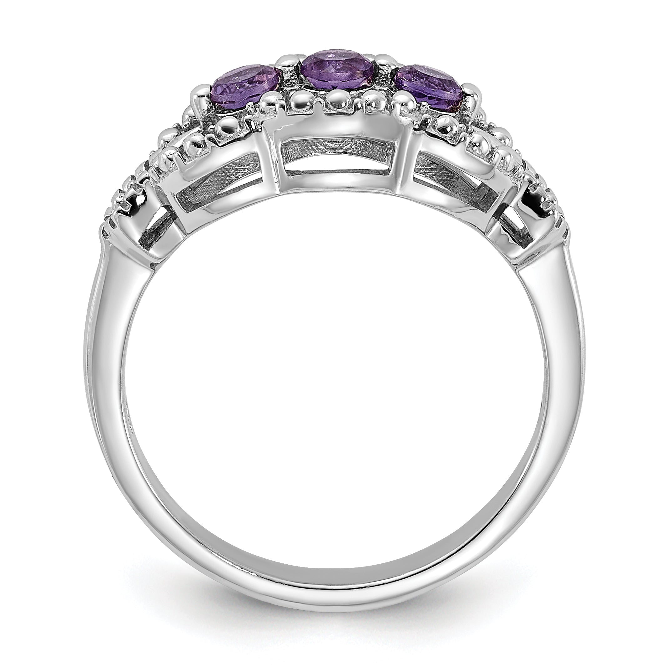 Sterling Silver Rhodium-plated Amethyst Ring Secondary image