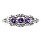 Sterling Silver Rhodium-plated Amethyst Ring