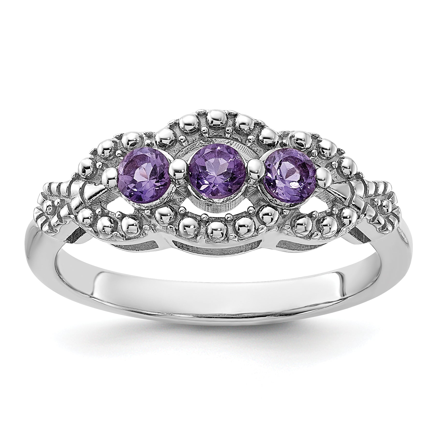 Sterling Silver Rhodium-plated Amethyst Ring Main image