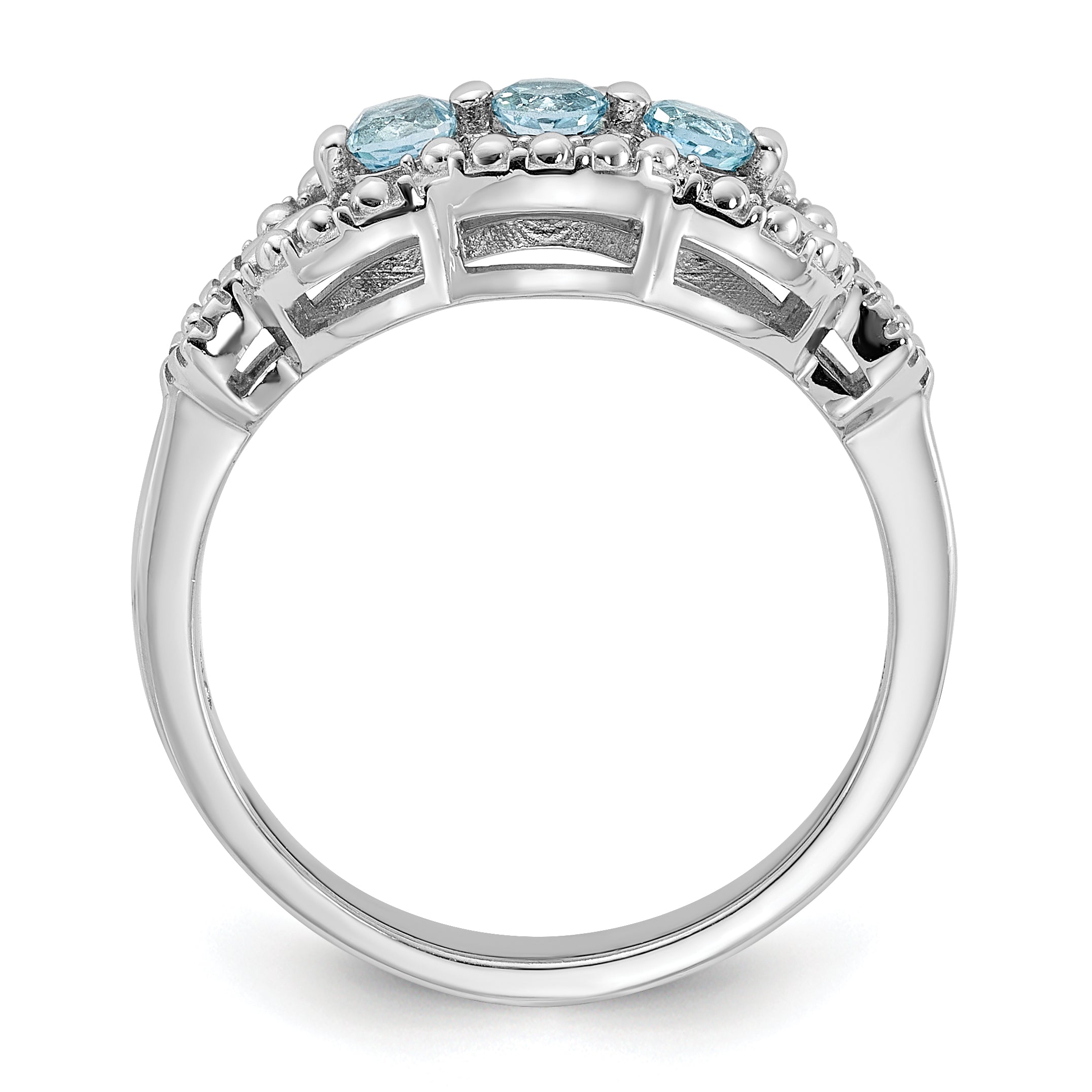 Sterling Silver Rhodium-plated Light Swiss Blue Topaz Ring Secondary image