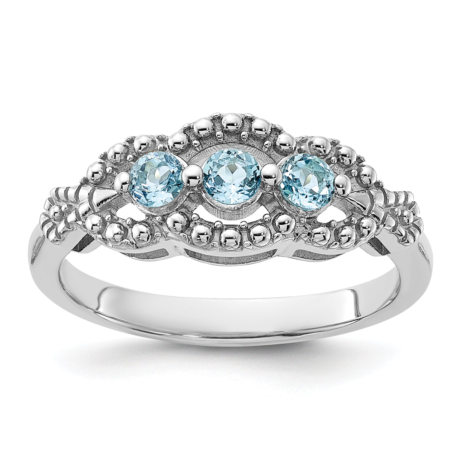 Sterling Silver Rhodium-plated Light Swiss Blue Topaz Ring Main image