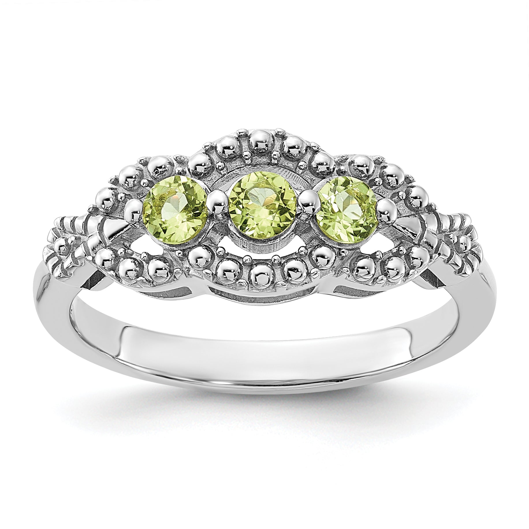 Sterling Silver Rhodium-plated Peridot Ring Main image