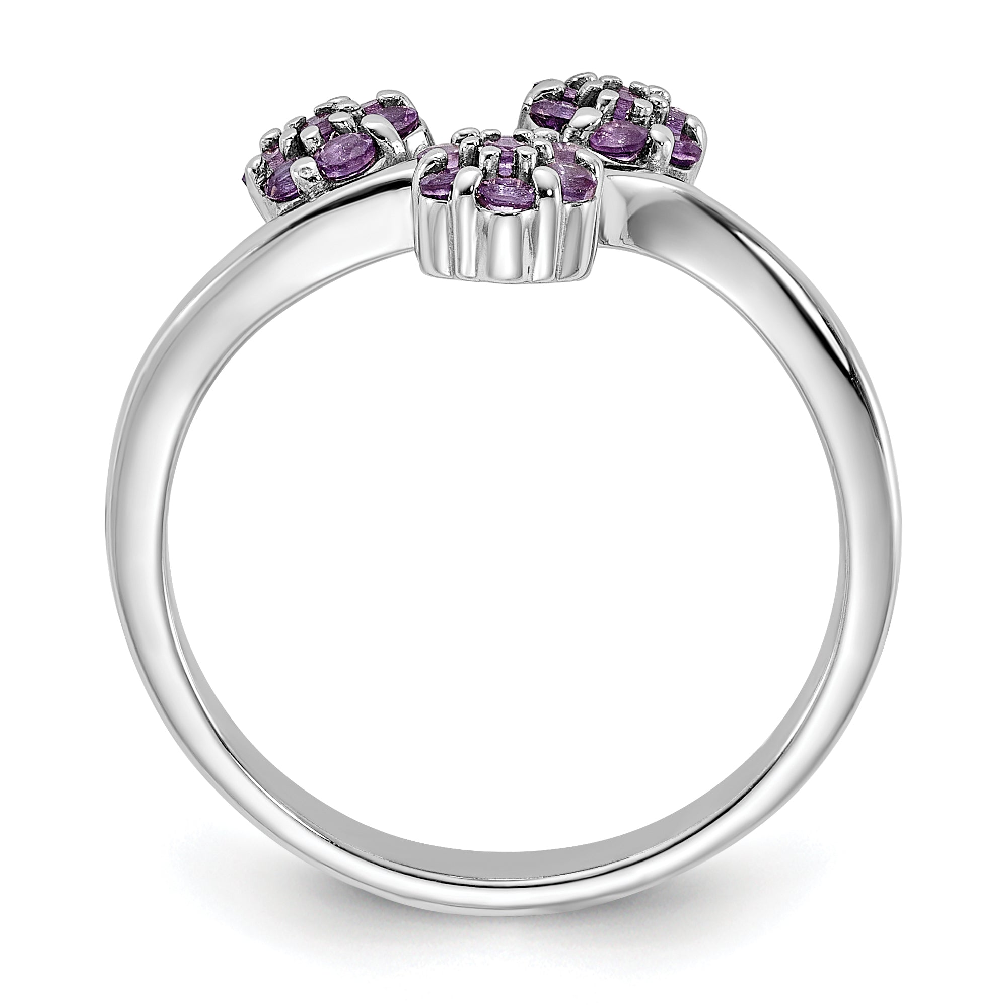 Sterling Silver Rhodium-plated Amethyst Flowers Ring Secondary image