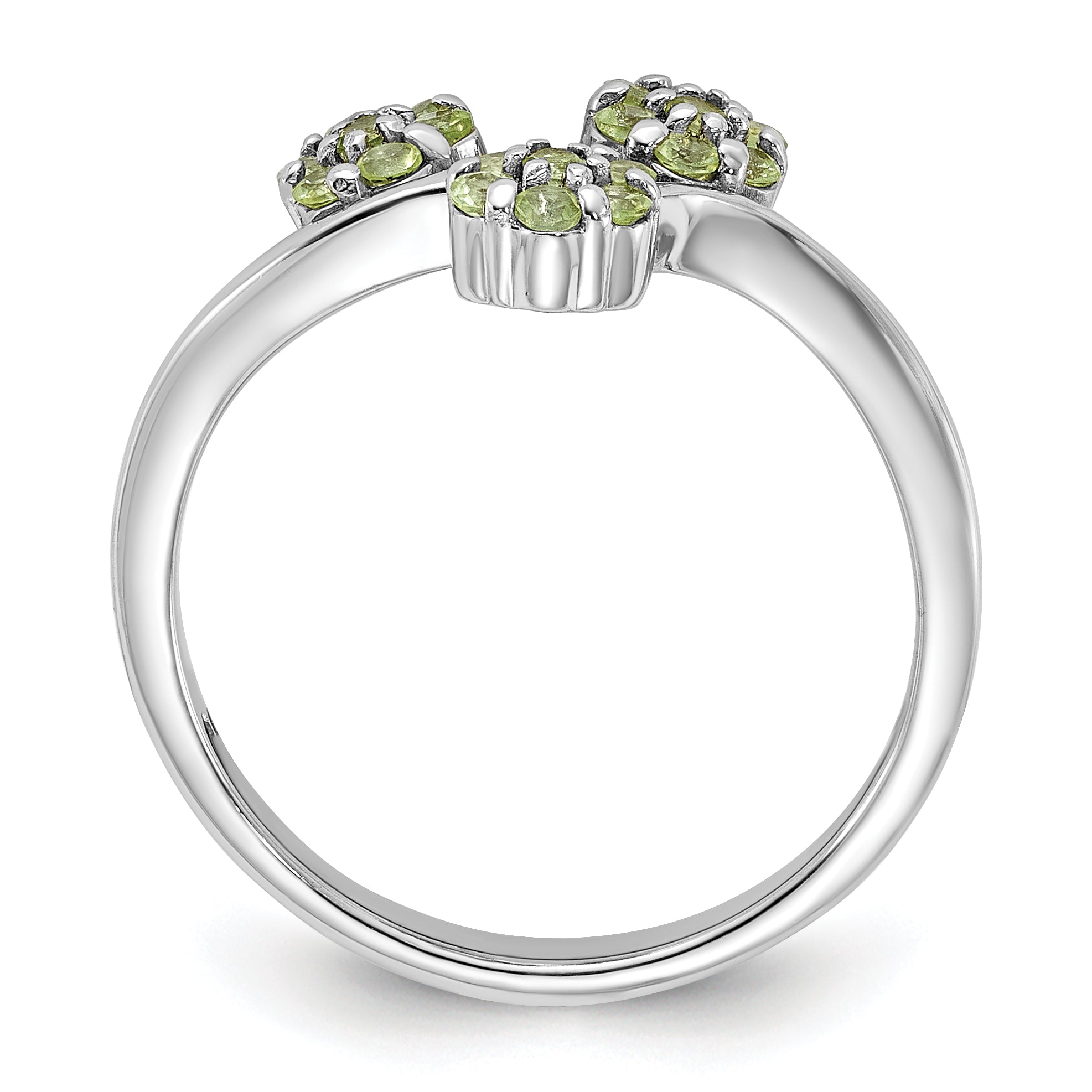 Sterling Silver Rhodium-plated Peridot Flowers Ring Secondary image