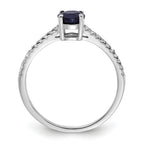 Sterling Silver Rhodium-plated-plated .81S Sapphire and .12WT White Topaz Ring