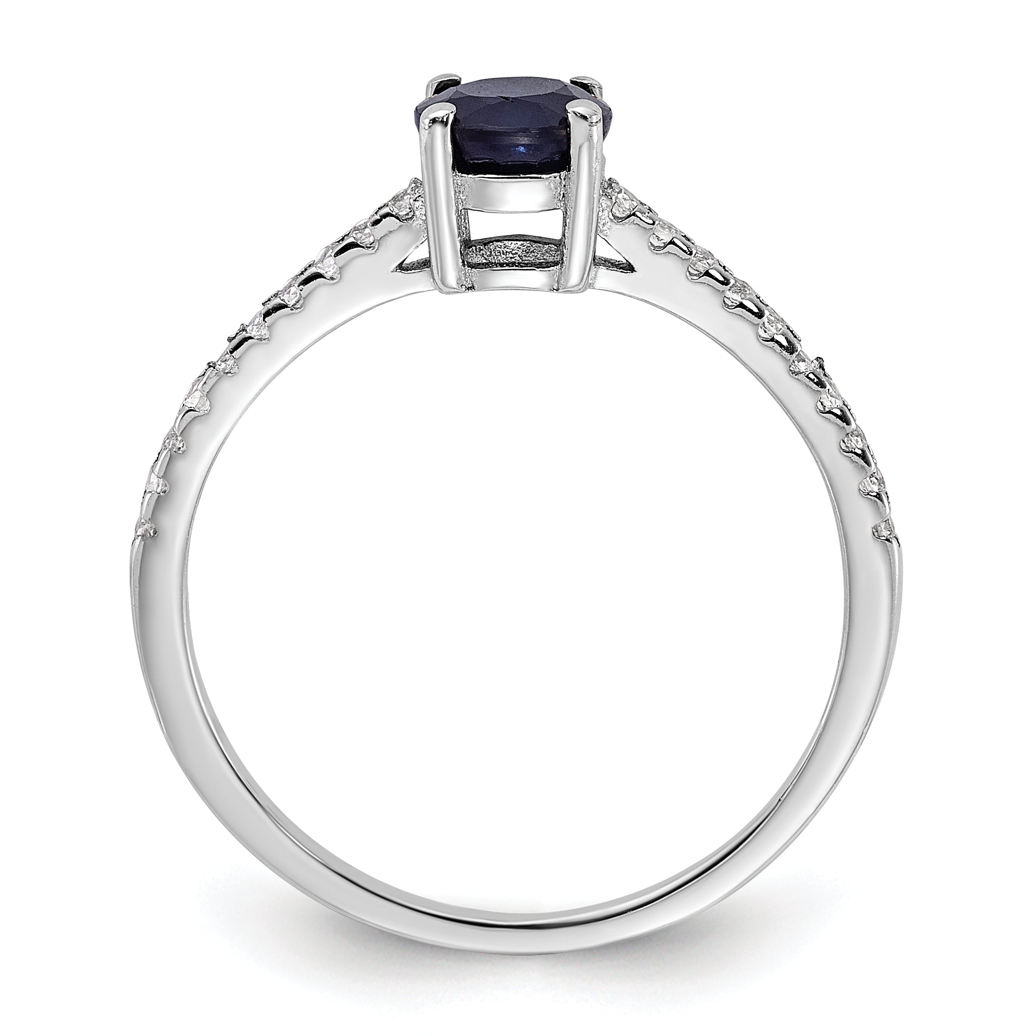 Sterling Silver Rhodium-plated-plated .81S Sapphire and .12WT White Topaz Ring