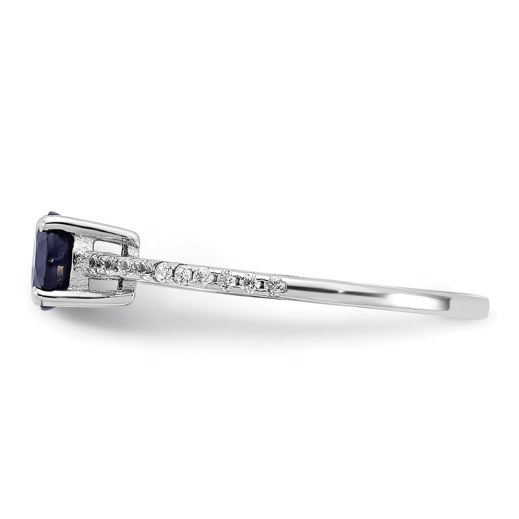 Sterling Silver Rhodium-plated-plated .81S Sapphire and .12WT White Topaz Ring