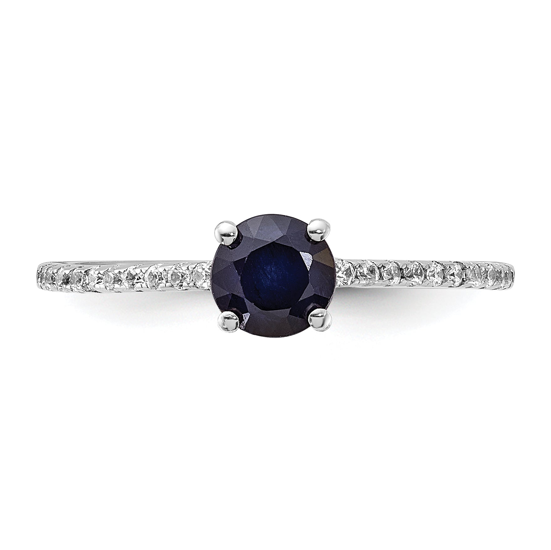 Sterling Silver Rhodium-plated-plated .81S Sapphire and .12WT White Topaz Ring