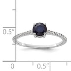 Sterling Silver Rhodium-plated-plated .81S Sapphire and .12WT White Topaz Ring