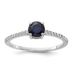 Sterling Silver Rhodium-plated-plated .81S Sapphire and .12WT White Topaz Ring