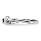 SS Rhodium Chrome Diopside and Peridot and CZ Star Curved Ring