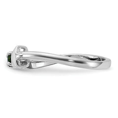 SS Rhodium Chrome Diopside and Peridot and CZ Star Curved Ring