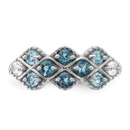 Sterling Silver Rhodium-Plated London Lt. Swiss Blue and White Topaz Ring