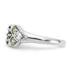 Sterling Silver Rhodium Chrome Diopside Peridot and White Topaz Ring