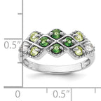 Sterling Silver Rhodium Chrome Diopside Peridot and White Topaz Ring