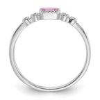 Sterling Silver Rhodium-Plated .43Created Pink Sapphire and .02Cr. Sapphire Ring