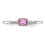 Sterling Silver Rhodium-Plated .43Created Pink Sapphire and .02Cr. Sapphire Ring