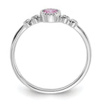 Sterling Silver Rhodium-Plated .37Pink and .02White Created Sapphire Ring