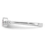 Sterling Silver Rhodium-Plated .37Pink and .02White Created Sapphire Ring