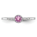 Sterling Silver Rhodium-Plated .37Pink and .02White Created Sapphire Ring