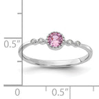 Sterling Silver Rhodium-Plated .37Pink and .02White Created Sapphire Ring