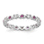 Sterling Silver Rhodium-Plated .14Lab Cr. Ruby and .27Cr. Wh Sapphire Heart Ring