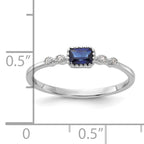 Sterling Silver Rhodium-Plated .02Cr. Blue Spinel and .02Cr. White Sapphire Ring