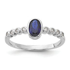 SS Rh-plated  .01Created White Sapphire .56Created Blue Spinel Ring
