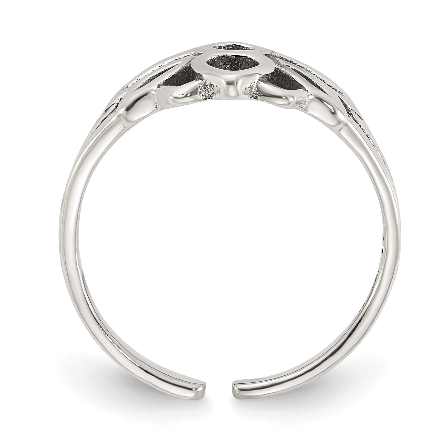 Sterling Silver Antiqued Lotus Flower Toe Ring Secondary image