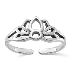 Sterling Silver Antiqued Lotus Flower Toe Ring