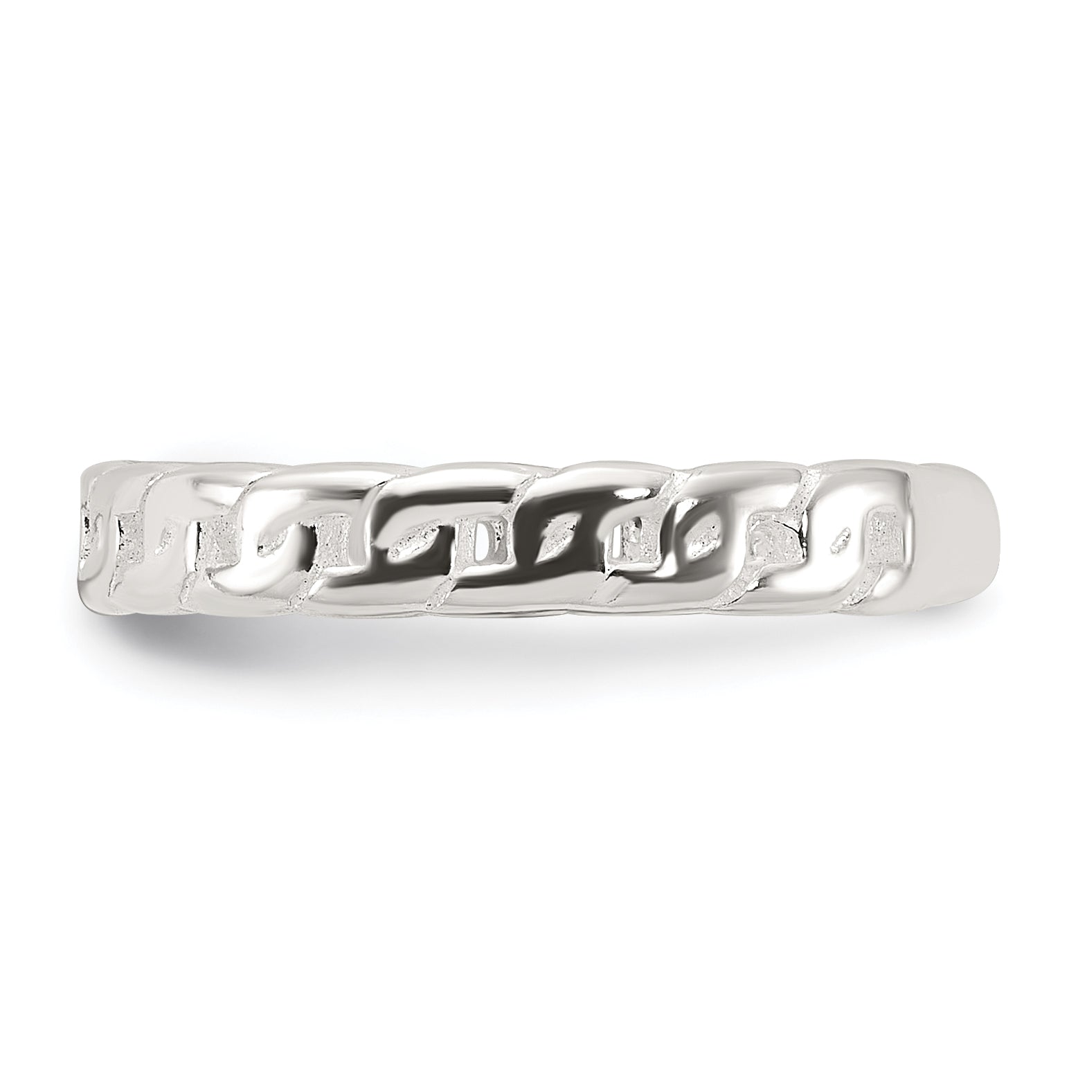 Sterling Silver Polished Arrow/Chain Link/Plain Set of 3 Toe Rings