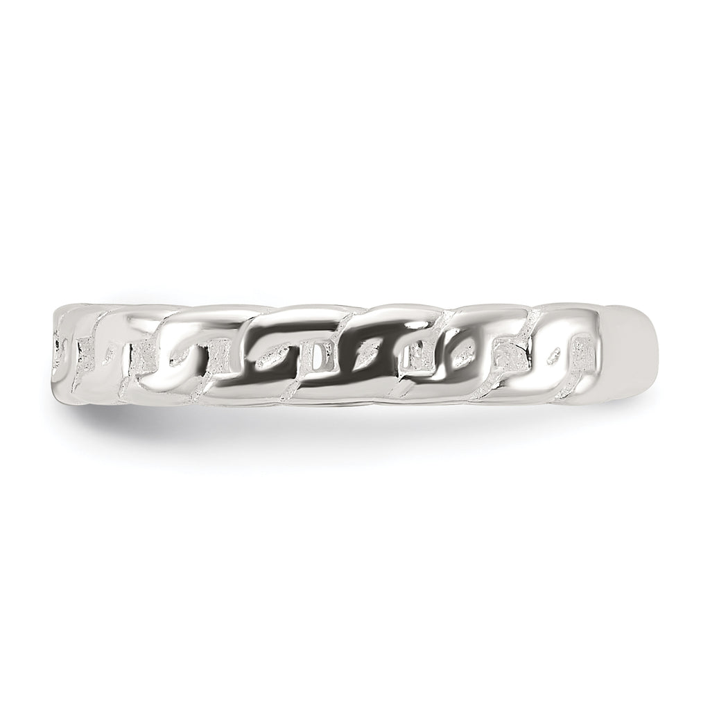 Sterling Silver Polished Arrow/Chain Link/Plain Set of 3 Toe Rings