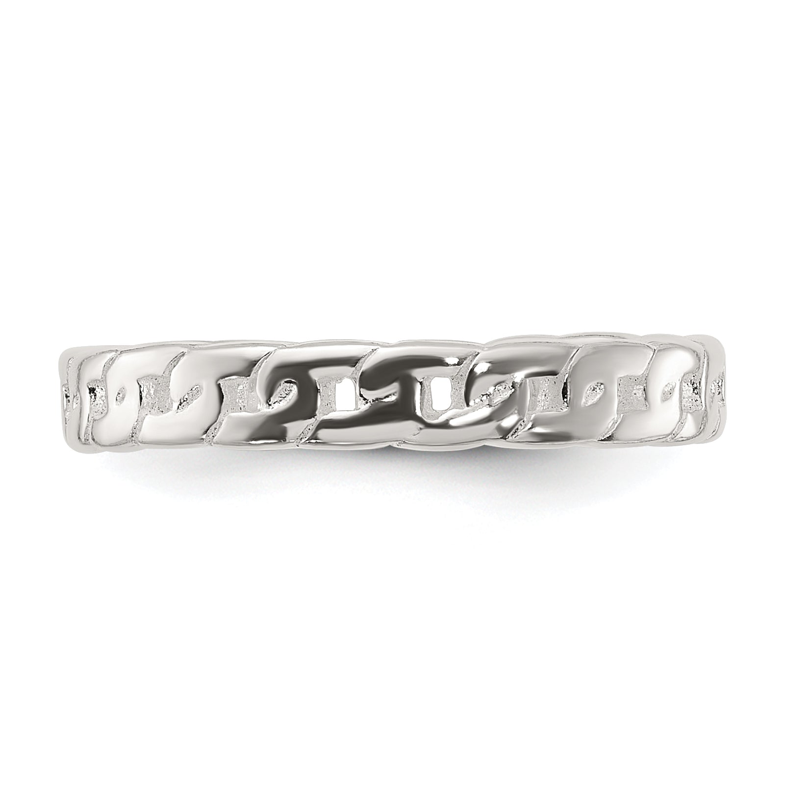 Sterling Silver Polished Arrow/Chain Link/Plain Set of 3 Toe Rings