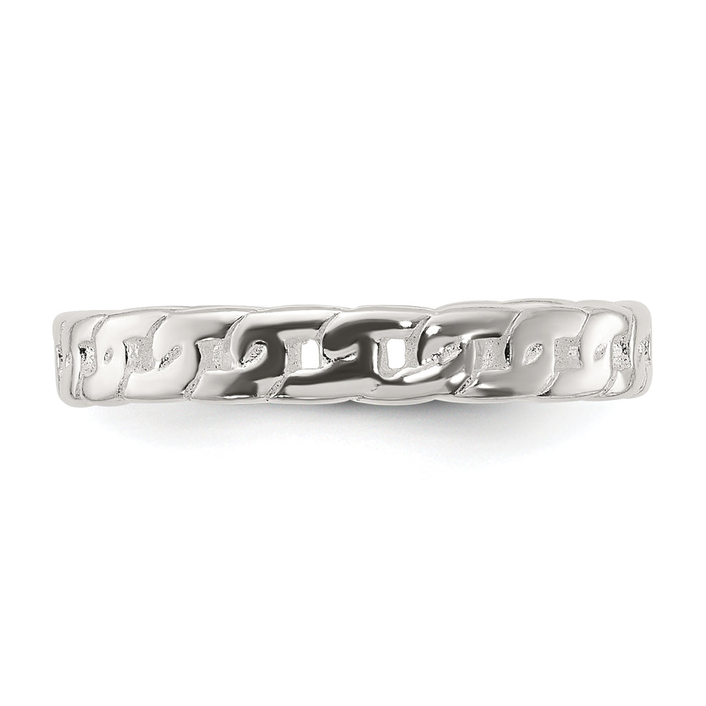 Sterling Silver Polished Arrow/Chain Link/Plain Set of 3 Toe Rings