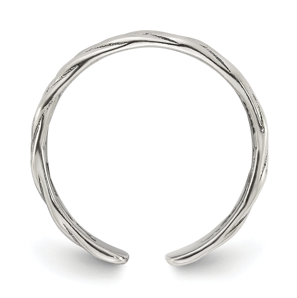 Sterling Silver Polished and Antiqued Set of 2 Toe Rings