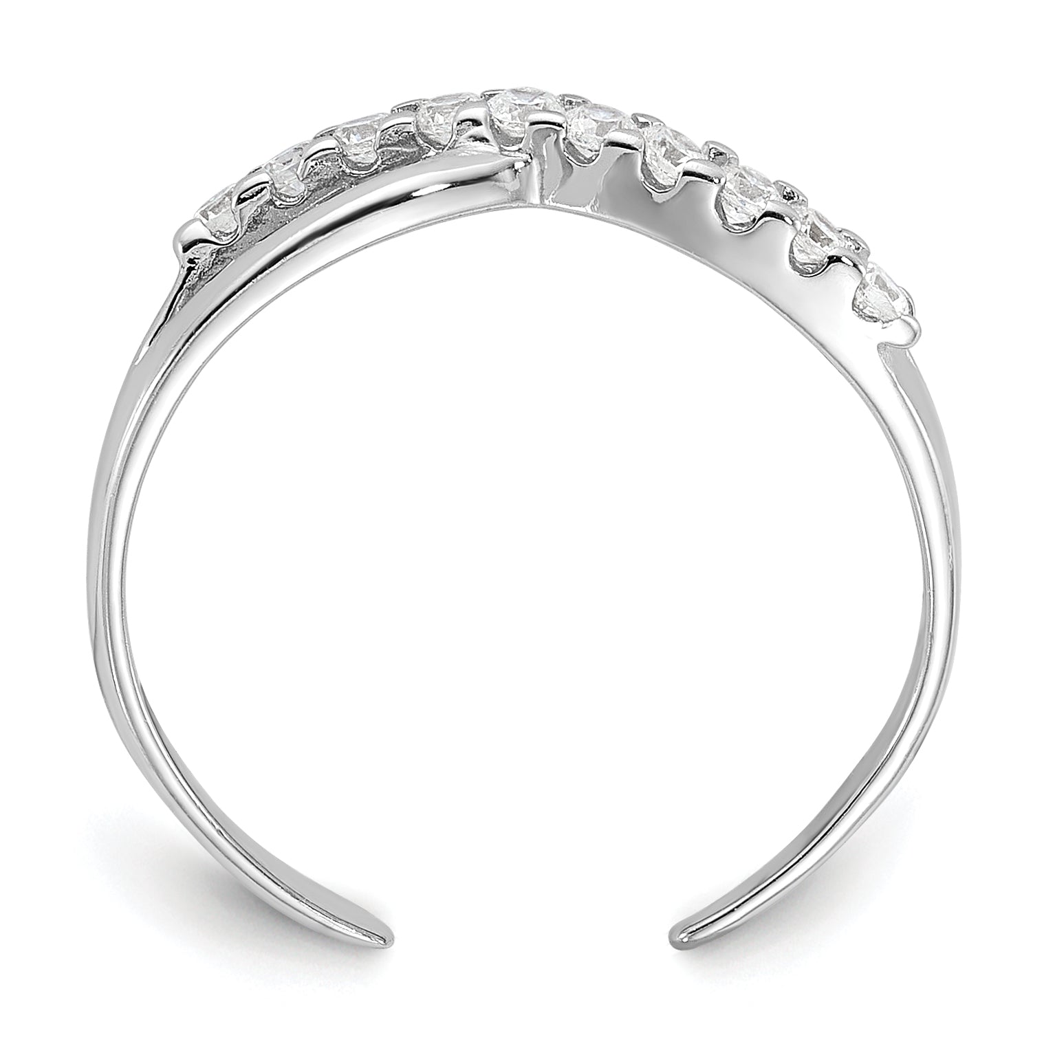 Sterling Silver Rhodium-plated CZ Toe Ring Secondary image