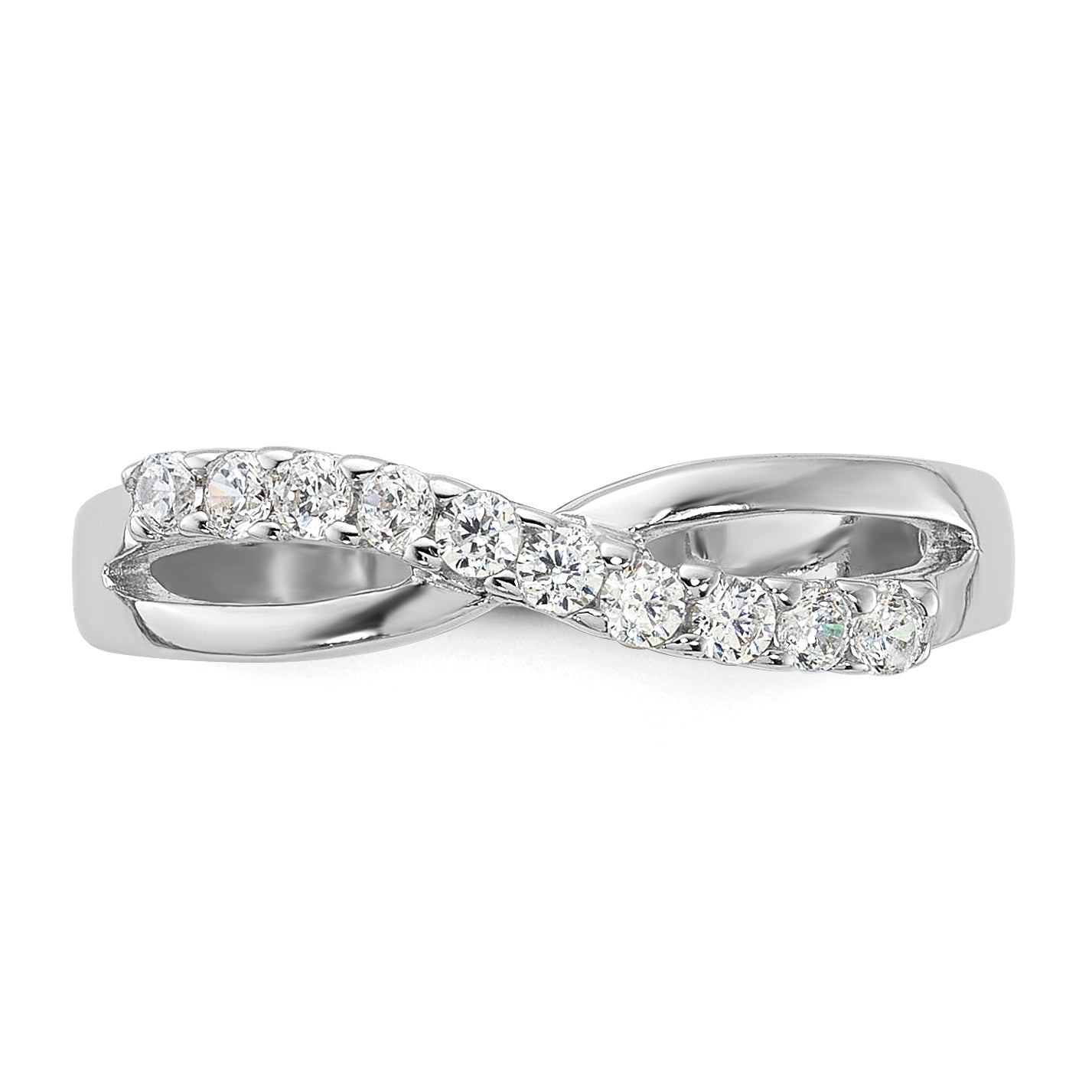 Sterling Silver Rhodium-plated CZ Toe Ring