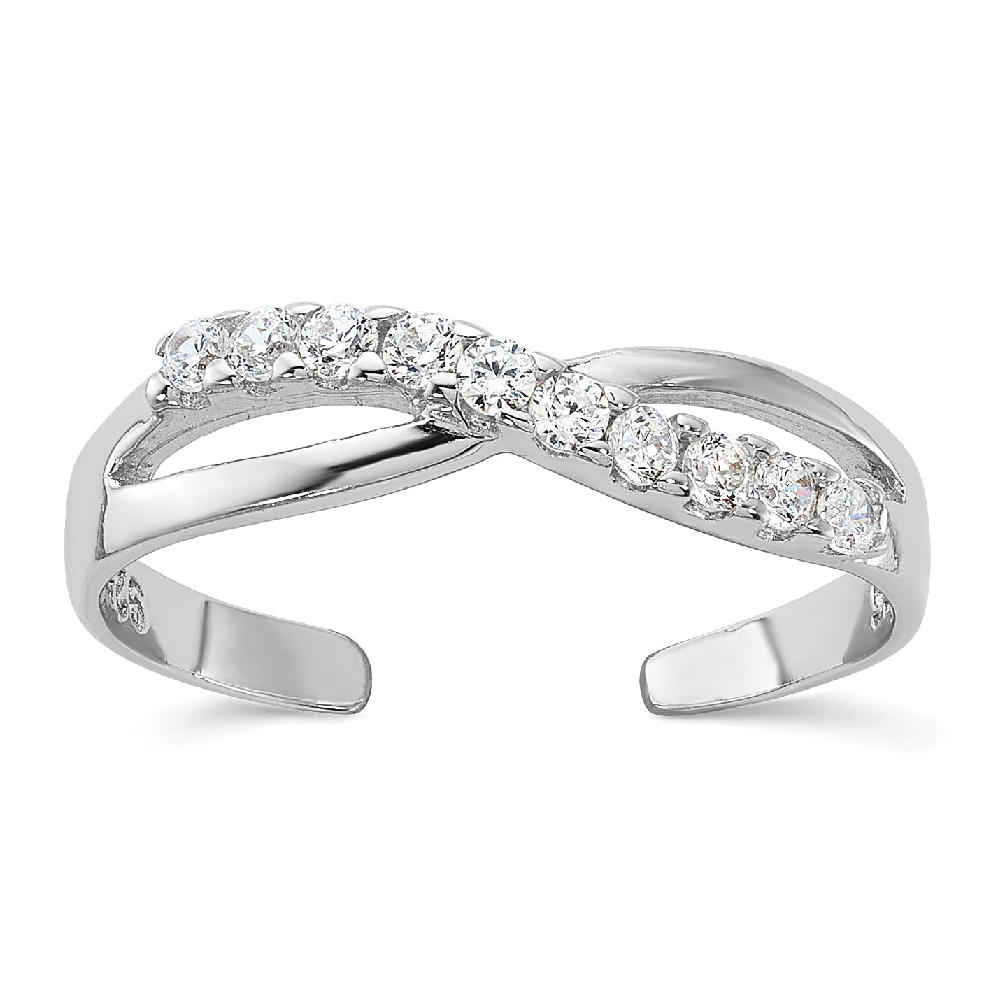 Sterling Silver Rhodium-plated CZ Toe Ring Main image