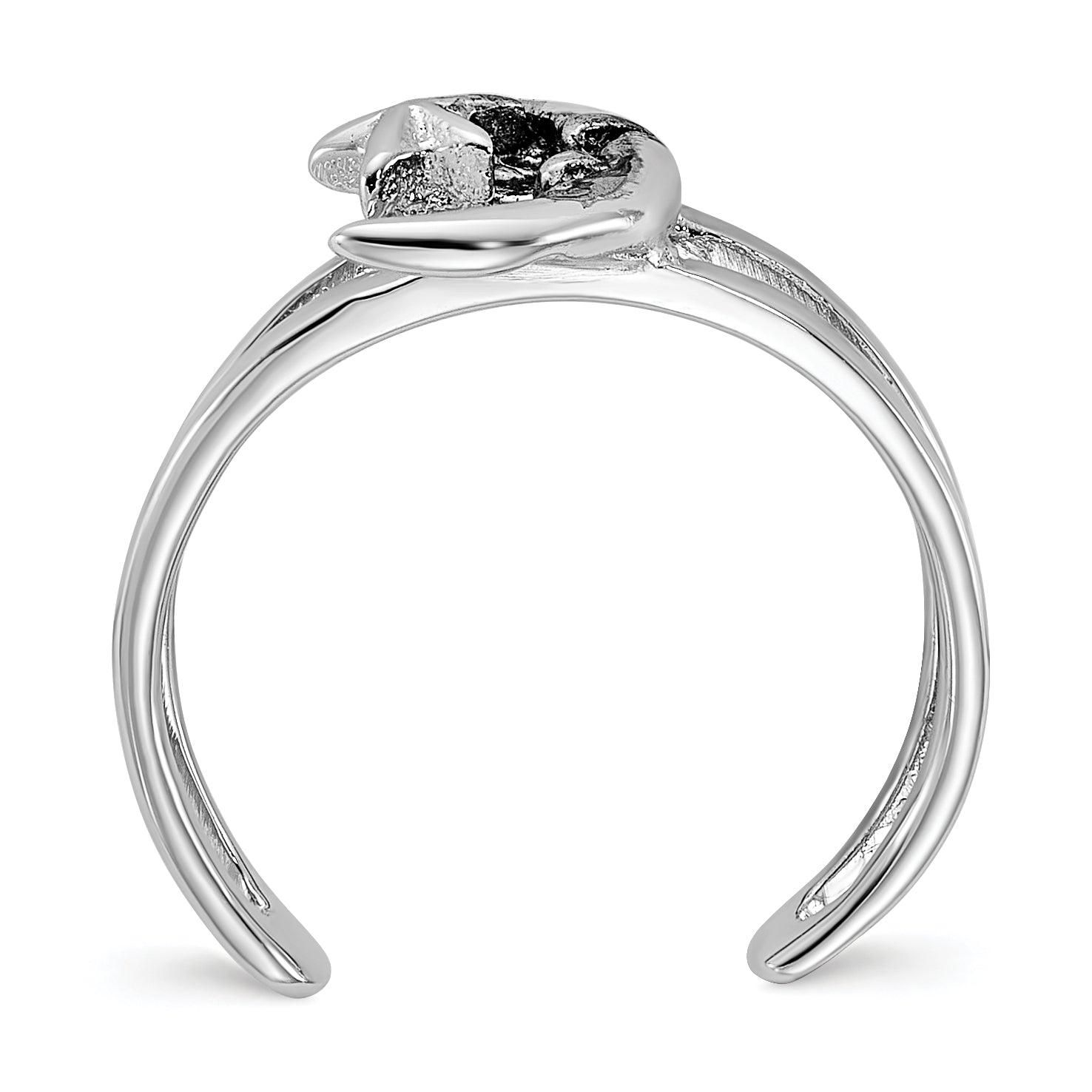 Sterling Silver Rhodium-plated Oxidized Moon and Star Toe Ring Secondary image