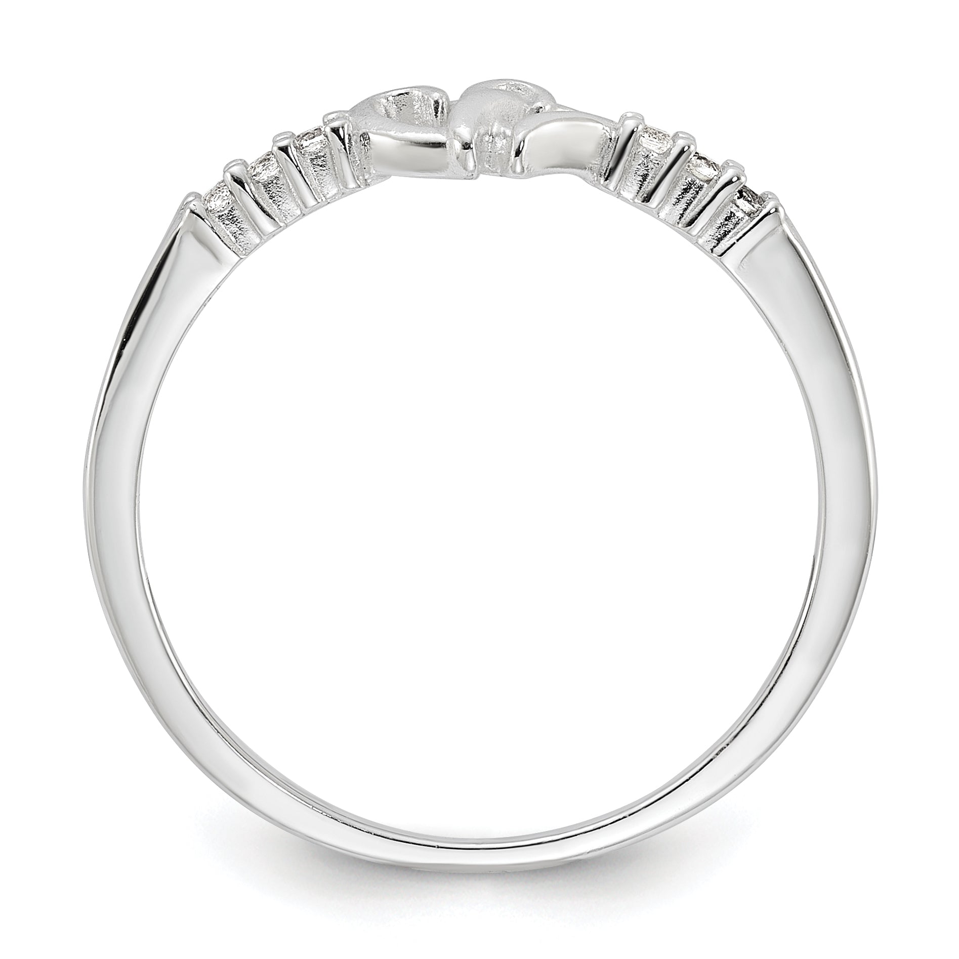 Sterling Silver E-coated CZ Heart Ring Secondary image