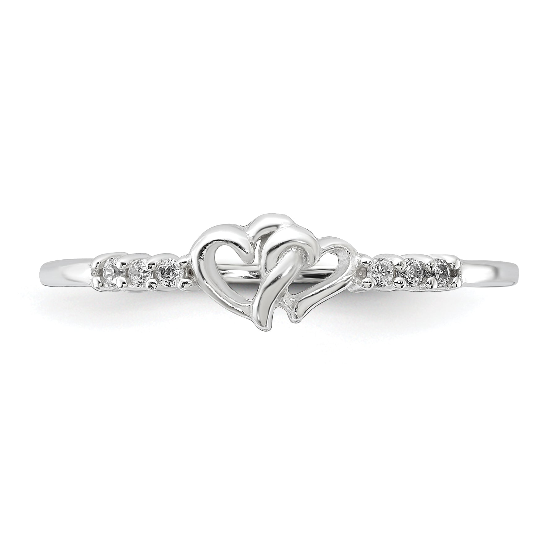 Sterling Silver E-coated CZ Heart Ring